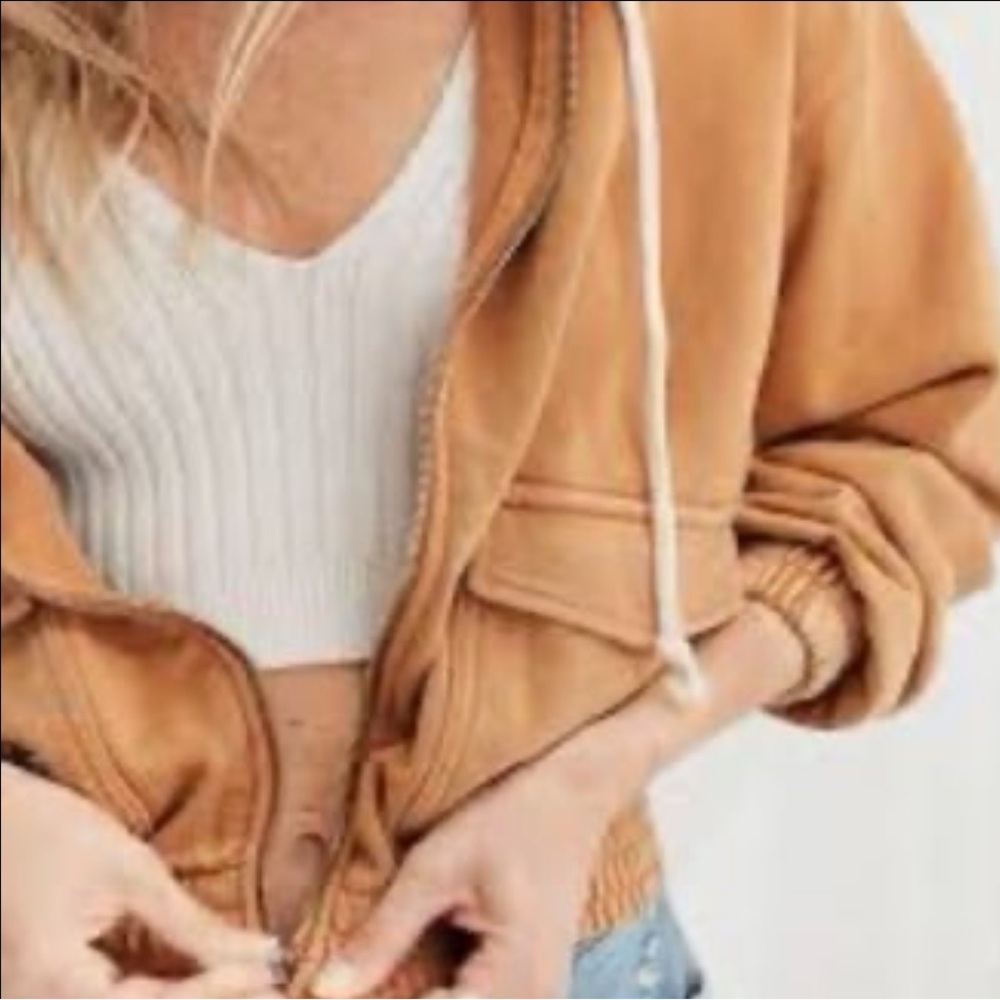 Aerie Women's Brown Cropped Full Zip Hoodie XS​